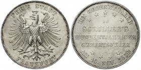 Altdeutsche Münzen und Medaillen, Frankfurt-Stadt
Vereinstaler 1859. Schillers 100 J. Geburtstag.
vorzüglich/Stempelglanz