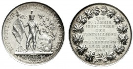 Altdeutsche Münzen und Medaillen, Frankfurt-Stadt
Silbermedaille 1863 v. Schnitzspahn. 50-Jf. der Frankfurter Freiwilligen v. 1813. 36 mm, 18,8 g.
g...