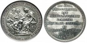 Altdeutsche Münzen und Medaillen, Frankfurt-Stadt
Silbermedaille 1885 von Loos und Schulz. Stiftungsfeier z. 300-jähr. Bestehen d. niederl. Gemeinde ...