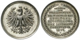 Altdeutsche Münzen und Medaillen, Frankfurt-Stadt
Silber-Prämienmedaille 1897, unsign. Vom Präsidenten d. IV. Dt.-nationalen Geflügelausstellung, Max...