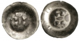 Altdeutsche Münzen und Medaillen, Gotha-städtische Münzstätte
Hohlpfennig um 1450. +GOTHA. 2 Kronen übereinander.
sehr schön