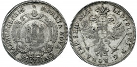 Altdeutsche Münzen und Medaillen, Hamburg-Stadt
Taler 1694 IR. Mit Titel Leopolds I. Münzmeister Joachim Rustmeyer. Zepterspitze endet bei M, Schwert...