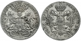 Altdeutsche Münzen und Medaillen, Hamburg-Stadt
Speciestaler zu 48 Schilling 1763 O.H.K. mit Titel Franz I.
gutes sehr schön, Schrötlingsfehler