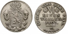 Altdeutsche Münzen und Medaillen, Hessen-Kassel, Wilhelm I., 1803-1821
1/6 Taler 1803 F. sehr schön