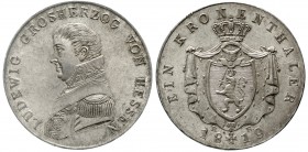 Altdeutsche Münzen und Medaillen, Hessen-Darmstadt, Ludwig I., 1806-1830
Kronentaler 1819 HR. feinster Stempelglanz, Prachtexemplar mit herrlicher Tö...