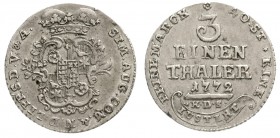 Altdeutsche Münzen und Medaillen, Lippe, Grafschaft, Simon August, 1734-1782
1/3 Taler 1772 HDS. sehr schön/vorzüglich, Schrötlingsfehler am Rand