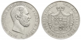 Altdeutsche Münzen und Medaillen, Lippe, Grafschaft, Paul Friedrich Emil Leopold, 1851-1875
Vereinstaler 1866 A. sehr schön