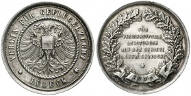 Altdeutsche Münzen und Medaillen, Lübeck-Stadt
Silber-Prämienmedaille 1880 (punziert) v. W. Mayer. Verein f. Geflügelzucht Lübeck. Adler mit Brustsch...