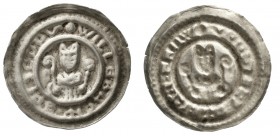 Altdeutsche Münzen und Medaillen, Magdeburg-Erzbistum, Wilbrand von Käfernburg, 1235-1254
Brakteat um 1240. +WILLEBRAN EPISCOPV. Brb. v.v. mit Krumms...