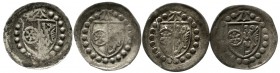 Altdeutsche Münzen und Medaillen, Mainz-Erzbistum, Adolf II. von Nassau, 1461-1475
4 X einseitiger Pfennig o.J. (ab 1464). sehr schön