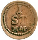 Altdeutsche Münzen und Medaillen, Mainz-Stadt
Eins. Cu-Holzmarke zu 1 ST (Mainzer Stecken) o.J. 24 X 25,7 mm.
fast sehr schön