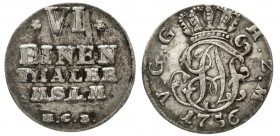 Altdeutsche Münzen und Medaillen, Mecklenburg-Strelitz, Adolf Friedrich IV., 1752-1794
1/6 Taler 1756 HCB Neustrelitz. sehr schön