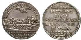 Altdeutsche Münzen und Medaillen, Memmingen, Stadt
Silberabschlag vom Dukaten 1748 auf die Säkulärfeier des Westfälischen Friedens (für die Schuljuge...