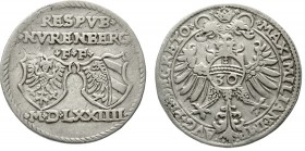 Altdeutsche Münzen und Medaillen, Nürnberg-Stadt
1/2 Reichsguldiner 1574. Reichsadler, Reichsapfel mit 30 / 2 Wappen über freistehender Jahreszahl. T...