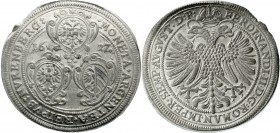 Altdeutsche Münzen und Medaillen, Nürnberg-Stadt
Taler 1627 (7 überschnitten). Mmz. Stern. Reichsadler / Drei Wappen in Kartuschen. Titel Ferdinand I...