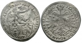 Altdeutsche Münzen und Medaillen, Nürnberg-Stadt
Reichsguldiner 1627 (über 20). Mmz. Kreuz. Reichsadler, Reichsapfel mit 60 / Geflügelter Genius über...