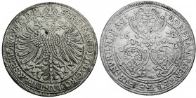 Altdeutsche Münzen und Medaillen, Nürnberg-Stadt
Zeitgen. Fälschung zum Taler 1628. Reichsadler / Drei Wappen in Kartuschen. Titel Ferdinand II. 25,6...
