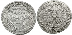 Altdeutsche Münzen und Medaillen, Nürnberg-Stadt
1/2 Reichsguldiner 1631, Mmz. Stern. Reichsadler, Reichsapfel mit 30 / 2 an Schriftkartusche hängend...