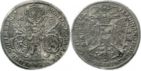 Altdeutsche Münzen und Medaillen, Nürnberg-Stadt
Reichstaler 1632. Geflügelter Genius mit drei Wappen / Reichsadler mit Brustschild. Titel Ferdinand ...