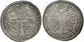 Altdeutsche Münzen und Medaillen, Nürnberg-Stadt
Reichstaler 1635. Mmz. Stern. Reichsadler / Drei Wappen. Titel Ferdinand II. 28,98 G.
vorzügliches ...