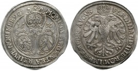 Altdeutsche Münzen und Medaillen, Nürnberg-Stadt
Reichstaler 1636. Mmz. Stern. Reichsadler / Drei Wappen in Kartuschen. Titel Ferdinand II. 28,70 g....
