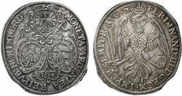 Altdeutsche Münzen und Medaillen, Nürnberg-Stadt
Reichstaler 1638 (aus 37). Mmz. Stern. Reichsadler / Drei Wappen in Kartuschen. Titel Ferdinand III....