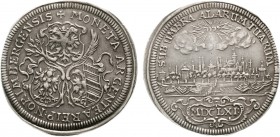 Altdeutsche Münzen und Medaillen, Nürnberg-Stadt
1/2 Reichstaler 1661. Mmz. Kreuz. Drei Wappen / Stadtansicht unter strahlendem Tetragramm in Wolken....