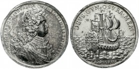 Altdeutsche Münzen und Medaillen, Ostfriesland, Georg Albrecht, 1708-1734
Silbermedaille 1708 von I. Selter, auf seine Huldigung. Geharnischtes Brust...