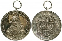 Altdeutsche Münzen und Medaillen, Ostfriesland-Aurich, Stadt
Tragb. Silbermedaille 1896 v. Lauer a.d. 250 Jf. der Ulrichschule. Randpunzen, Öse & Rin...