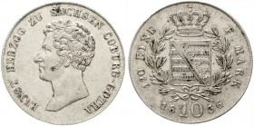Altdeutsche Münzen und Medaillen, Sachsen-Coburg-Gotha, Ernst I., 1806-1844
10 Kreuzer 1836. gutes sehr schön, etwas justiert, Randfehler