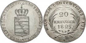 Altdeutsche Münzen und Medaillen, Sachsen-Coburg-Saalfeld, Ernst, 1806-1826
20 Kreuzer 1825 S. für Coburg. Auflage nur 2063 Ex.
vorzüglich/Stempelgl...