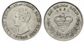 Altdeutsche Münzen und Medaillen, Sachsen-Meiningen, Bernhard II., 1821-1866
Gulden 1831. Auflage nur 5511 Ex.
sehr schön
