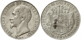 Altdeutsche Münzen und Medaillen, Sachsen-Meiningen, Bernhard II., 1821-1866
Vereinsdoppeltaler 1854. sehr schön/vorzüglich, Kratzer, kl. Randfehler...