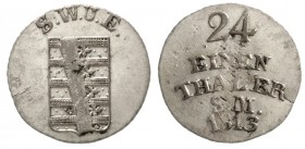 Altdeutsche Münzen und Medaillen, Sachsen-Weimar-Eisenach, Carl August, 1775-1828
1/24 Taler 1813. vorzüglich/Stempelglanz, Schrötlingsfehler