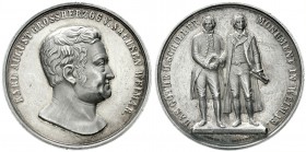 Altdeutsche Münzen und Medaillen, Sachsen-Weimar-Eisenach, Carl Alexander, 1853-1901
Silbermedaille o.J. (um 1857) v. Sebald/Drentwett a.d. Goethe/Sc...