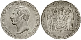 Altdeutsche Münzen und Medaillen, Schwarzburg-Sondershausen, Günther Friedrich Karl II., 1835-1880
Doppeltaler 1845 A. fast vorzüglich, kl. Randfehle...