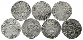 Altdeutsche Münzen und Medaillen, Waldeck, Franz, Wilhelm Ernst, Christian und Volrath 1588-1597
7 Stück: Halbbatzen 1589, 1590, 1591, 1592, 1593, 15...