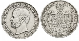 Altdeutsche Münzen und Medaillen, Waldeck, Georg Victor, 1852-1893
Vereinstaler 1867 A. fast sehr schön, kl. Kratzer