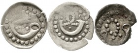 Altdeutsche Münzen und Medaillen, Württemberg, Ulrich V., Eberhard V. und Christoph gemeinsam 1478-1480
3 X Jagdhornpfennig o.J. Jagdhorn im Perlkrei...
