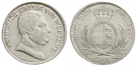 Altdeutsche Münzen und Medaillen, Württemberg, Friedrich I., 1806-1816
20 Kreuzer 1812 ILW. Kopf rechts.
sehr schön