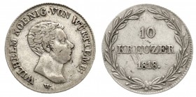 Altdeutsche Münzen und Medaillen, Württemberg, Wilhelm I., 1816-1864
10 Kreuzer 1818 W. sehr schön, justiert