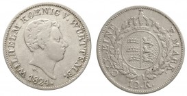 Altdeutsche Münzen und Medaillen, Württemberg, Wilhelm I., 1816-1864
12 Kreuzer 1824 W. fast sehr schön