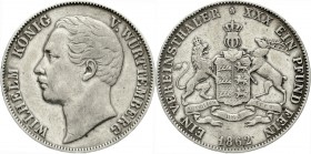 Altdeutsche Münzen und Medaillen, Württemberg, Wilhelm I., 1816-1864
Vereinstaler 1862. sehr schön, winz. Randfehler