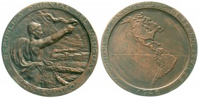 Medaillen, Eisenbahn
Bronzemedaille 1946 v. Vannarc a.d. V. panamerik. Eisenbahn-Kongress in Montevideo (Uruguay). 60 mm.
vorzüglich, fleckig