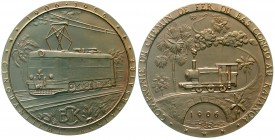 Medaillen, Eisenbahn
Kongo/Katanga: Bronzemedaille 1956 v. Brunet. Eisenbahnges. Bas Congo auf 50 J. Eisenbahnlinie. Dampflock/E-Lock. Rand: FISCH. 8...