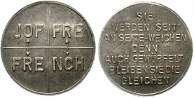 Medaillen, Erster Weltkrieg
Silbermedaille (evtl. Spielmarke?) o.J., unsigniert. Wortspiel JOF -FRE-NCH im Quadrat. / Dt. Sieges-Polemik in Versform....