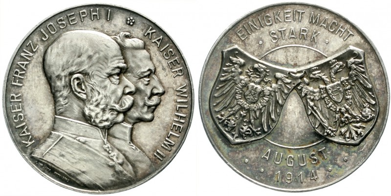 Medaillen, Erster Weltkrieg
Silbermedaille 1914 v. Lauer, a.d. Waffenbrüderscha...