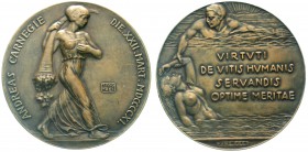Medaillen, Medicina in Nummis, Rettungswesen, Schweiz
Bronzemedaille des "Hero's Fund" der Andrew-Carnegie-Stiftung 1911 (Stiftungsjahr i.d. Schweiz)...
