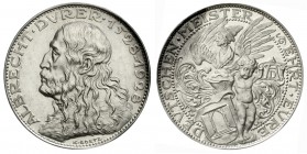 Medaillen, Münchner Medailleure, Karl Goetz
Silbermedaille 1928, auf den 400. Todestag von Albrecht Dürer. Vs. Brustbild. Rs. Familienwappen. 36 mm; ...