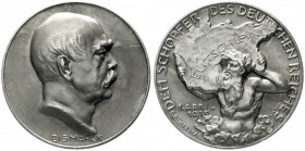 Medaillen, Personenmedaillen, Bismarck, Otto von *1815, +1898
Silbermedaille 1915 v. Grünthal und Sturm, a.s. 100. Geb. Kopf r./Titan hält Deutschlan...